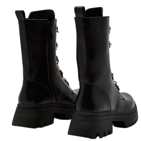 Chain Lace Chunky Biker Boots - Picture 5 of 9